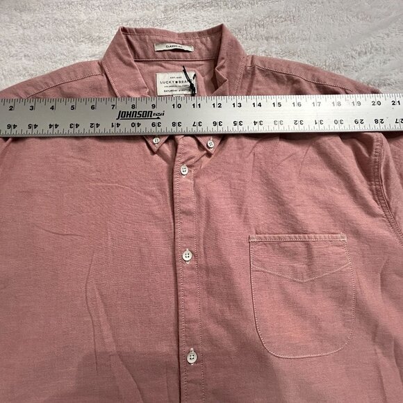 Lucky Brand Mens XXL Classic Fit Pink Button-Down Shirt Saturday Stretch New $59 - Picture 7 of 9